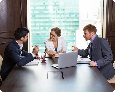 business-woman-talking-with-two-businessmen 1
